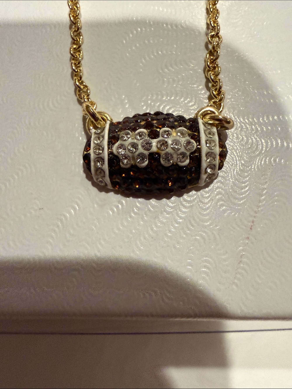 NWT- J. Crew Gold Chain Necklace with Crystal Football